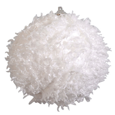 Λευκή Πλαστική Χριστουγεννιάτικη Μπάλα 10cm,Σέτ/6