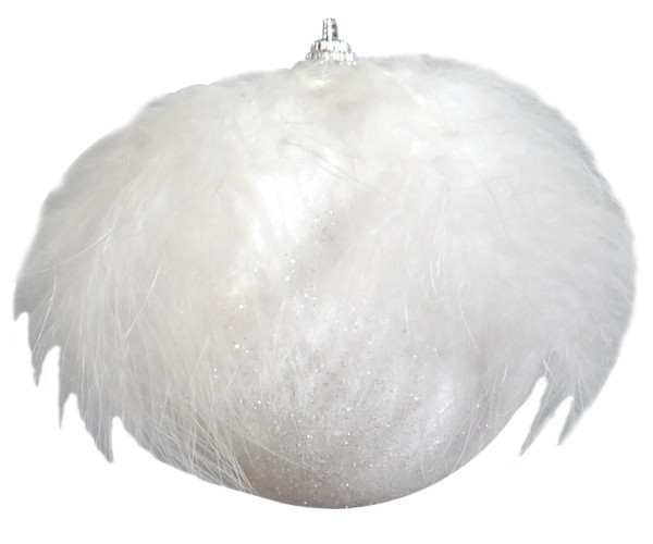 Λευκή Πλαστική Χριστουγεννιάτικη Μπάλα 10cm,Σέτ/4