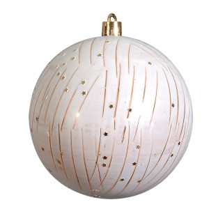 Λευκή Πλαστική Χριστουγεννιάτικη Μπάλα 8cm,Σέτ/6