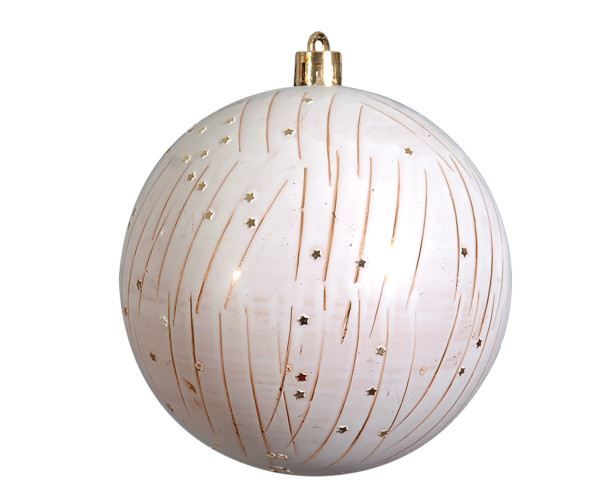 Λευκή Πλαστική Χριστουγεννιάτικη Μπάλα 10cm,Σέτ/4