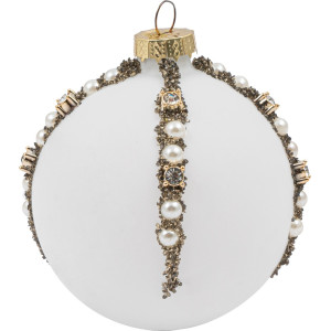 Λευκή Γυάλινη Χριστουγεννιάτικη Μπάλα 10cm ,Σέτ 6 Τεμαχίων