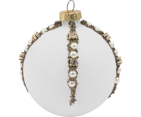 Λευκή Γυάλινη Χριστουγεννιάτικη Μπάλα 10cm ,Σέτ 6 Τεμαχίων