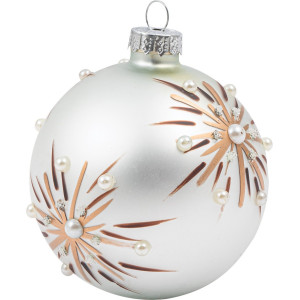 Λευκή Γυάλινη Χριστουγεννιάτικη Μπάλα 8cm ,Σέτ 6 Τεμαχίων