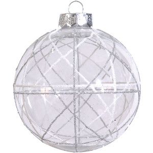 Ασημί Πλαστική Χριστουγεννιάτικη Μπάλα 8cm ,Σέτ/6