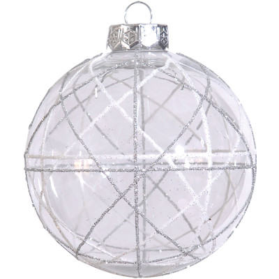 Ασημί Πλαστική Χριστουγεννιάτικη Μπάλα 10cm ,Σέτ/4