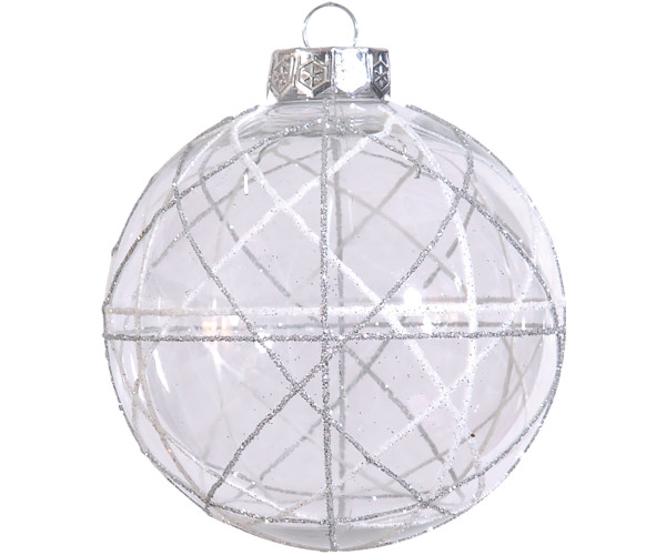 Ασημί Πλαστική Χριστουγεννιάτικη Μπάλα 10cm ,Σέτ/4
