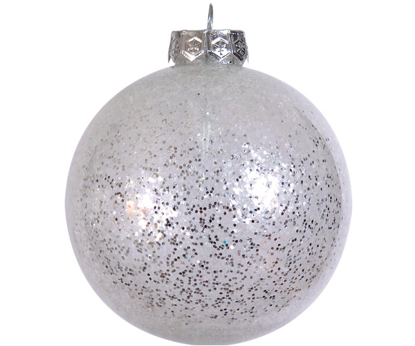 Ασημί Πλαστική Χριστουγεννιάτικη Μπάλα 8cm ,Σέτ/6