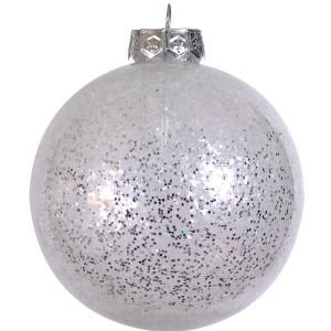 Ασημί Πλαστική Χριστουγεννιάτικη Μπάλα 10cm ,Σέτ/4