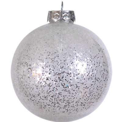Ασημί Πλαστική Χριστουγεννιάτικη Μπάλα 10cm ,Σέτ/4
