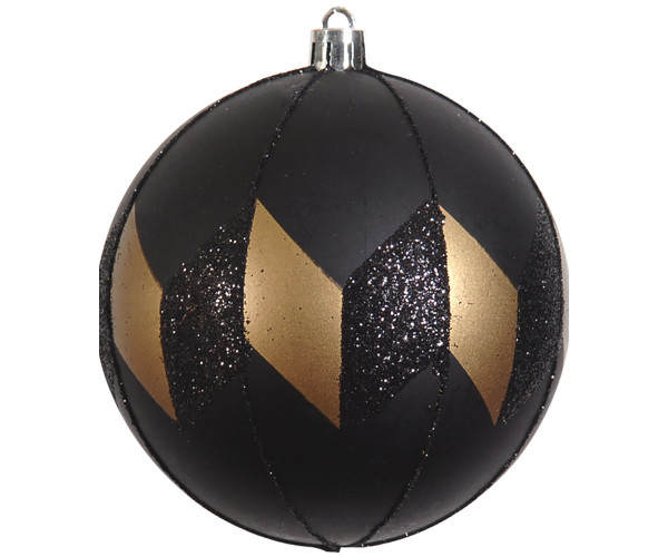 Μάυρη Πλαστική Χριστουγεννιάτικη Μπάλα 8cm ,Σέτ/6