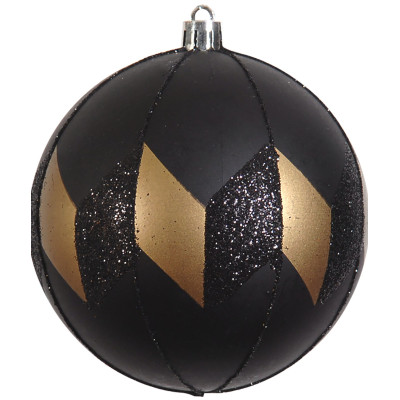 Μάυρη Πλαστική Χριστουγεννιάτικη Μπάλα 10cm ,Σέτ/4