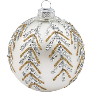 Ασημί Γυάλινη Χριστουγεννιάτικη Μπάλα 8cm,Σέτ/6