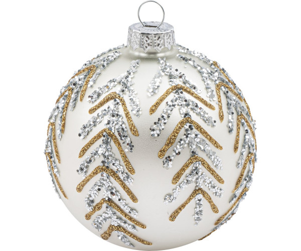 Ασημί Γυάλινη Χριστουγεννιάτικη Μπάλα 8cm,Σέτ/6