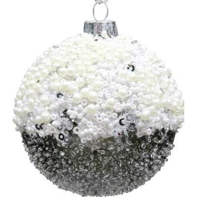 Ασημί Γυάλινη Χριστουγεννιάτικη Μπάλα 10cm,Σέτ/6