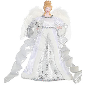 Λευκή Χριστουγεννιάτικη Κορυφή Δέντρου Άγγελος 30cm