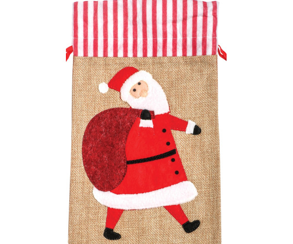 Πάνινος Χριστουγεννιάτικος Διακοσμητικός Σάκος 18 x 30(h)cm