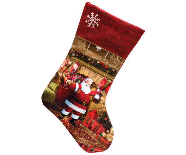 Πάνινη Χριστουγεννιάτικη Διακοσμητική Μπότα 17 x 21cm