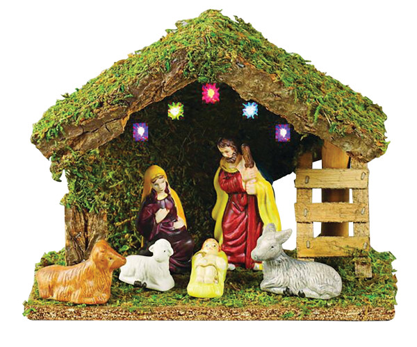 Ξύλινη Χριστουγεννιάτικη Φάτνη Με Φώς Μπαταρίας 21 x 9 x 16(h)cm