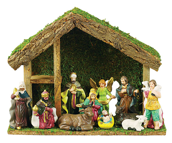 Ξύλινη Χριστουγεννιάτικη Φάτνη 34 x 11 x 26(h)cm