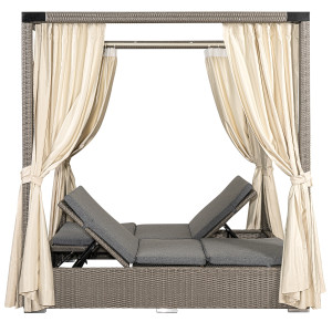 Διπλή Ξαπλώστρα - Κρεβάτι Με Σκελετό Αλουμινίου Και Rattan Με Μαξιλάρια Και Καμπάνα Με Κουρτίνες 150 x 200 x 200(h)cm