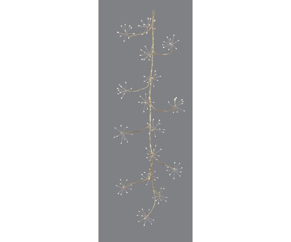 Χρυσή Φωτιζόμενη Χριστουγεννιάτικη Γιρλάντα Με 160 Led Copper Φωτάκια Θερμού Φωτισμού Με Μετασχηματιστή ip44 Και Dimmer 120cm