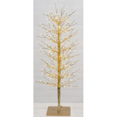 Χρυσό Φωτιζόμενο Δέντρο Με 320 Led Copper Φωτάκια (32 Led Flash) ,Μετασχηματιστή ip44 Και Dimmer 90(h)cm