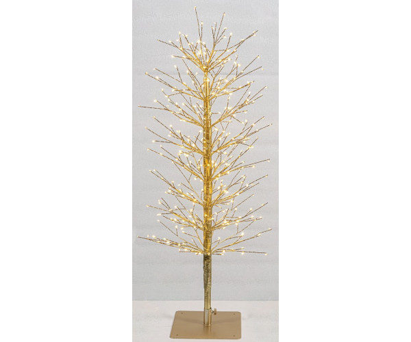 Χρυσό Φωτιζόμενο Δέντρο Με 320 Led Copper Φωτάκια (32 Led Flash) ,Μετασχηματιστή ip44 Και Dimmer 90(h)cm