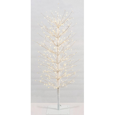 Λευκό Φωτιζόμενο Δέντρο Με 320 Led Copper Φωτάκια (32 Led Flash) ,Μετασχηματιστή ip44 Και Dimmer 90(h)cm
