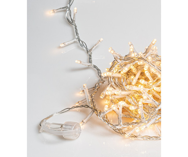 100Led Φωτάκια Με Επέκταση Και Μετασχηματιστή  Ip44,Διάφανο Καλώδιο/Θερμό Λαμπάκι ,3 Μέτρα , (Kelvin 2.500 - 2.800)