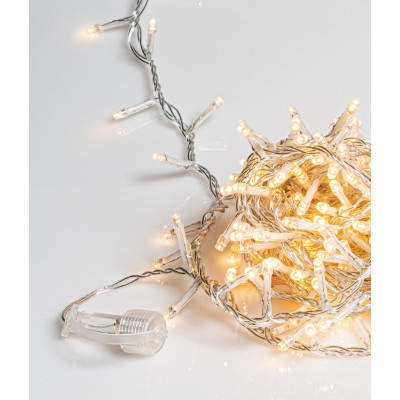 200Led Φωτάκια Με Επέκταση Και Μετασχηματιστή ,Διάφανο Καλώδιο/Θερμό Λαμπάκι ,(3cm Απόσταση) 6 Μέτρα , (Kelvin 2.500 - 3.000)