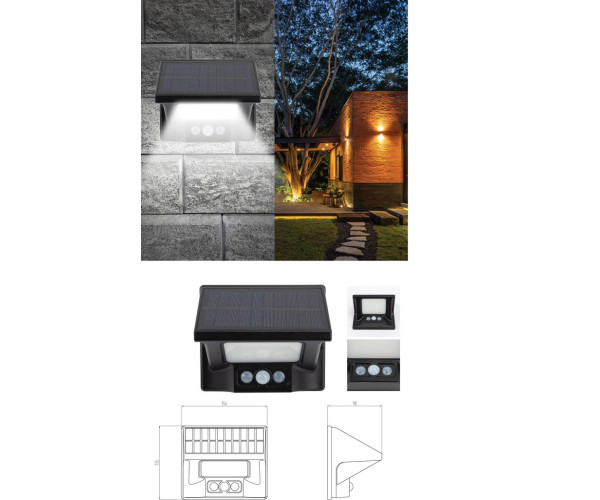 Led Ηλιακό Φωτιστικό Με Αισθητήρα Φωτός 14 x 9cm 