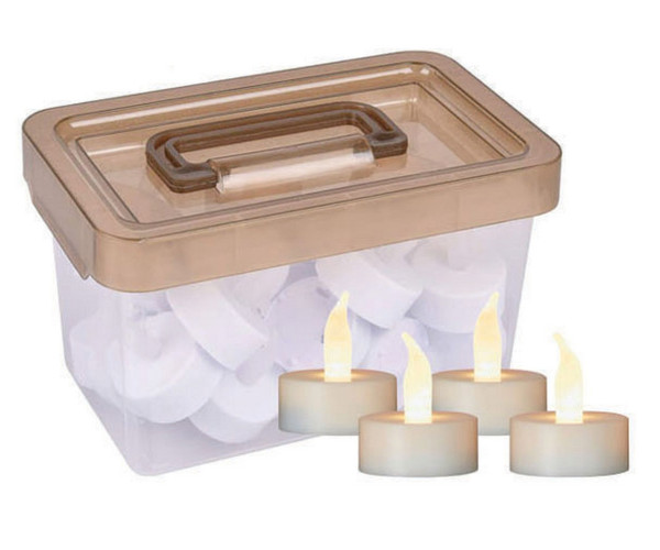 Διακοσμητικά Κεριά Μπαταρίας CR2032 ,Σέτ 24 Τεμαχίων Με Θερμό Φωτισμό Ø 3,8 x 4,5cm