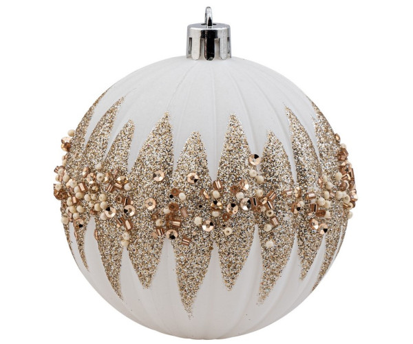 Χρυσή Πλαστική Χριστουγεννιάτικη Μπάλα 8cm,Σέτ/6