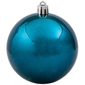 Μπλέ Γυαλιστερή Πλαστική Χριστουγεννιάτικη Μπάλα 10cm,,Σέτ/4