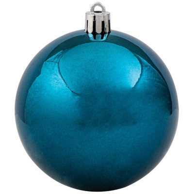 Μπλέ Γυαλιστερή Πλαστική Χριστουγεννιάτικη Μπάλα 10cm,,Σέτ/4