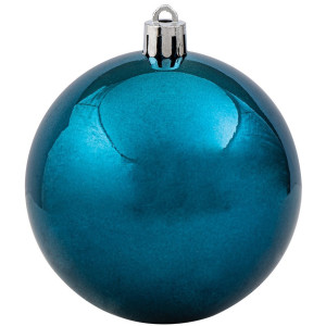 Μπλέ Γυαλιστερή Πλαστική Χριστουγεννιάτικη Μπάλα 8cm,Σέτ/6