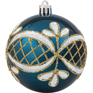 Μπλέ Πλαστική Χριστουγεννιάτικη Μπάλα 10cm,Σέτ/4
