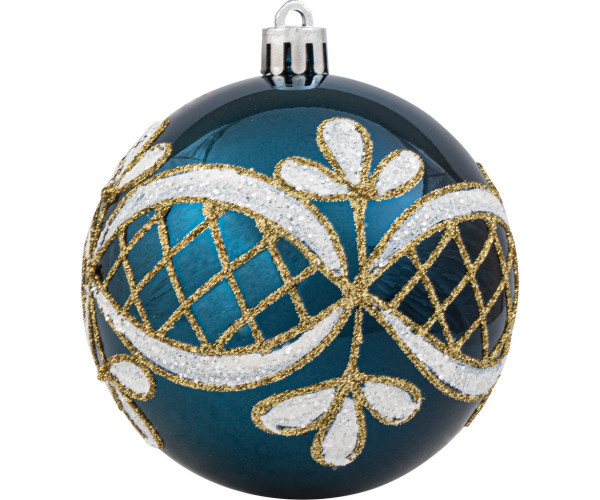 Μπλέ Πλαστική Χριστουγεννιάτικη Μπάλα 10cm,Σέτ/4