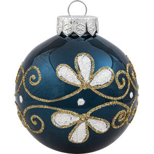Μπλέ Πλαστική Χριστουγεννιάτικη Μπάλα 10cm,Σέτ/4