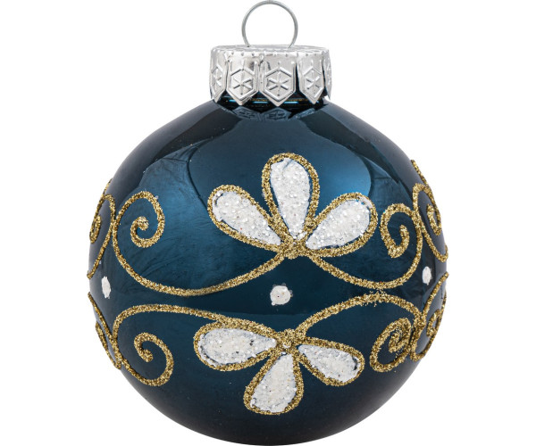 Μπλέ Πλαστική Χριστουγεννιάτικη Μπάλα 10cm,Σέτ/4