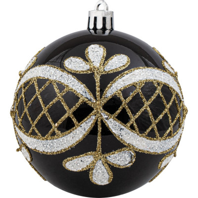 Μάυρη Πλαστική Χριστουγεννιάτικη Μπάλα 8cm,Σέτ/6