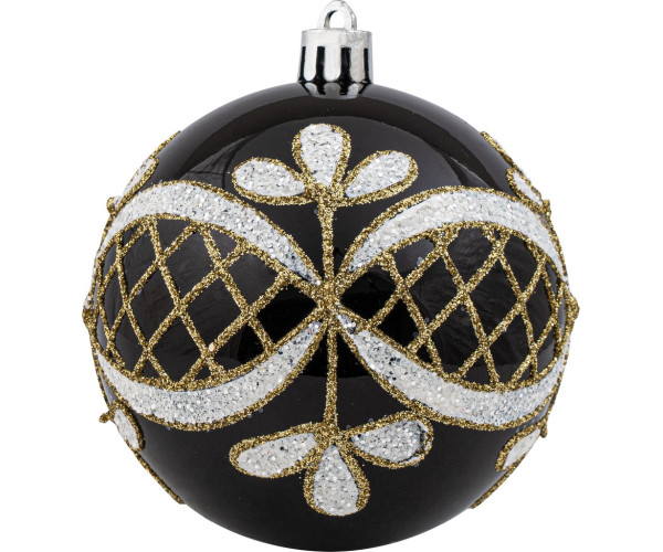 Μάυρη Πλαστική Χριστουγεννιάτικη Μπάλα 8cm,Σέτ/6