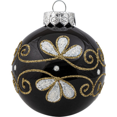 Μάυρη Πλαστική Χριστουγεννιάτικη Μπάλα 10cm,Σέτ/4