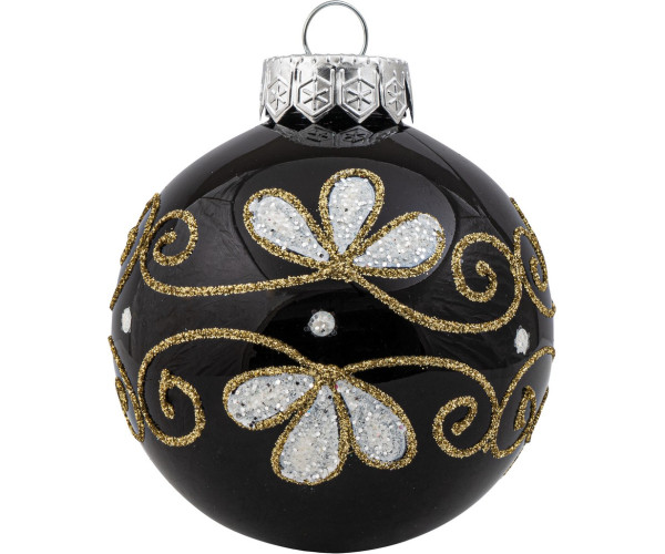 Μάυρη Πλαστική Χριστουγεννιάτικη Μπάλα 10cm,Σέτ/4