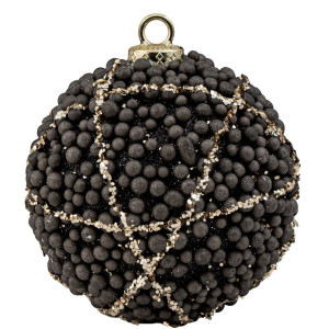 Μάυρη Πλαστική Χριστουγεννιάτικη Μπάλα 10cm,Σέτ/4