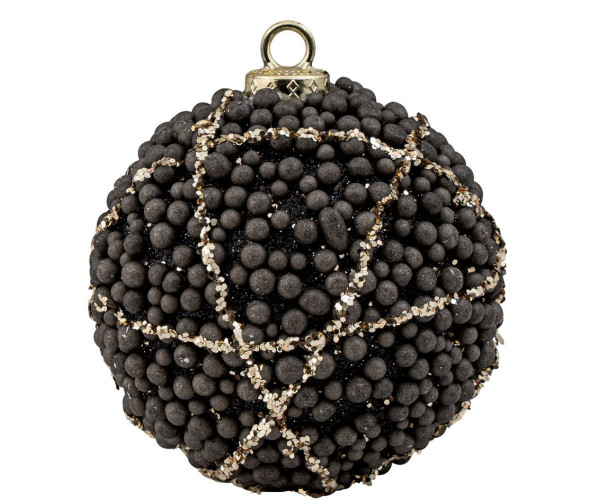 Μάυρη Πλαστική Χριστουγεννιάτικη Μπάλα 10cm,Σέτ/4