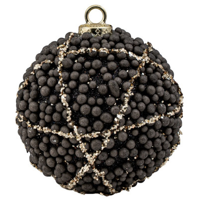 Μάυρη Πλαστική Χριστουγεννιάτικη Μπάλα 8cm,Σέτ/6