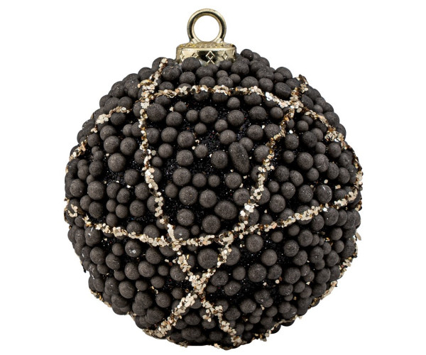 Μάυρη Πλαστική Χριστουγεννιάτικη Μπάλα 8cm,Σέτ/6