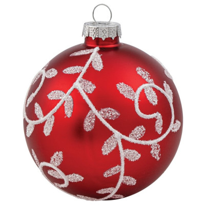 Κόκκινη Γυάλινη Χριστουγεννιάτικη Μπάλα 10cm,Σέτ/4