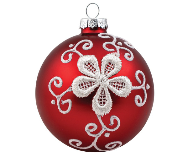 Κόκκινη Γυάλινη Χριστουγεννιάτικη Μπάλα 8cm,Σέτ/6